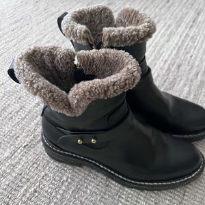 Rag and Bone Ashford leather black boots with shearling inside